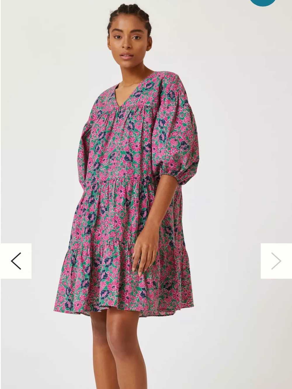 Anthropologie Sundry Floral Babydoll Mini Dress Oversized Flowy Tiered Boho Chic